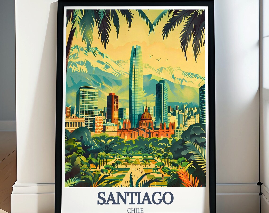 Santiago Chile Costanera Tower Andes Mountain Skyline City Poster