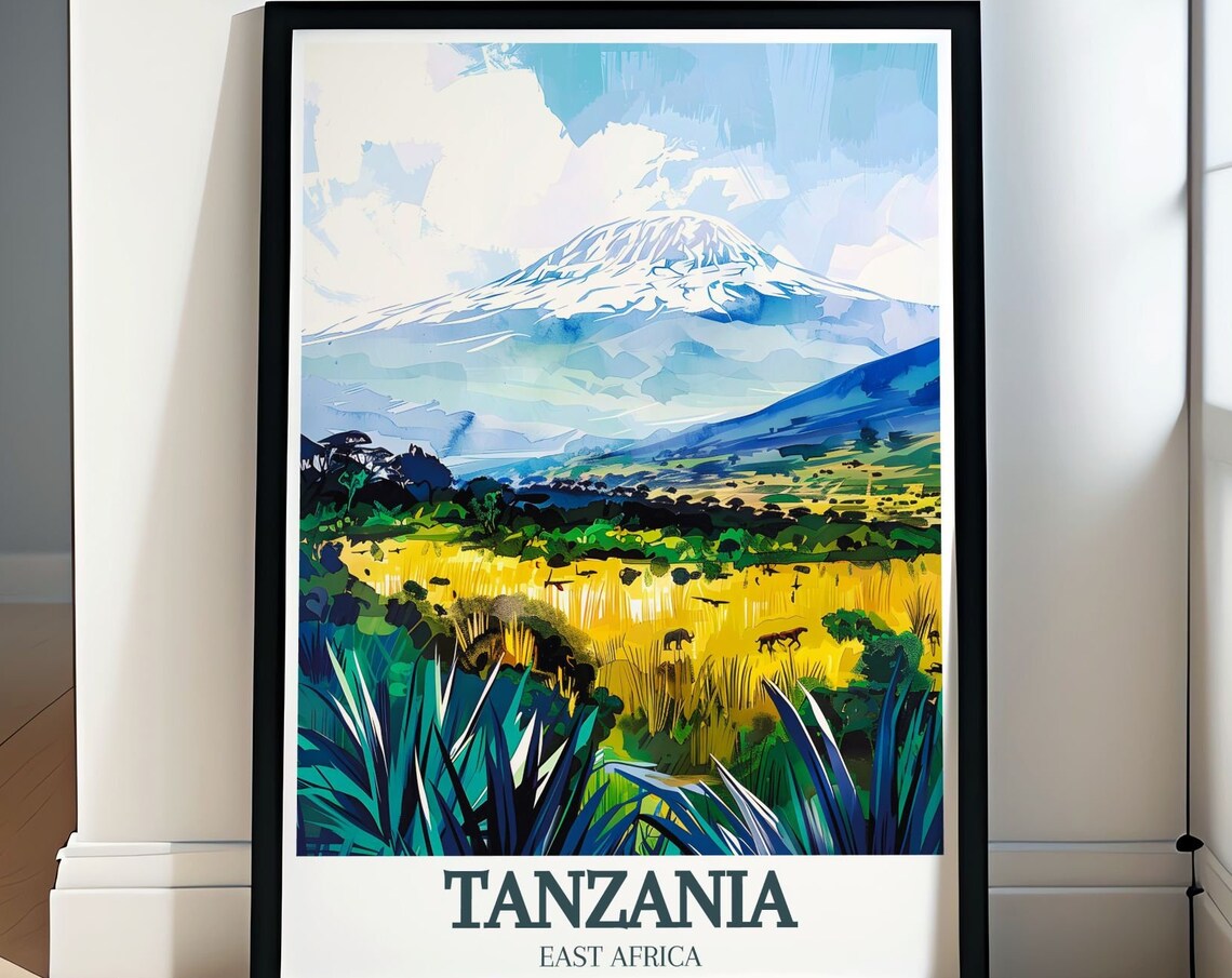 Mount Kilimanjaro Snow Capped Peak Tanzania Sunset Travel Poster