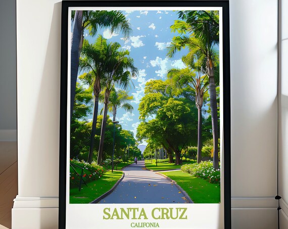 Sunny Santa Cruz Califonia Spelled Palm Tree Avenue Path Poster