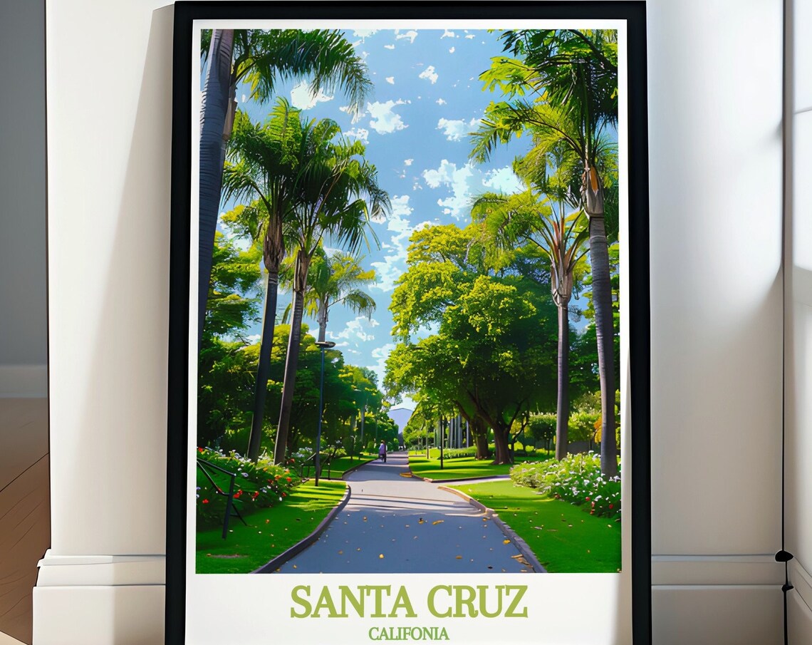 Sunny Santa Cruz Califonia Spelled Palm Tree Avenue Path Poster