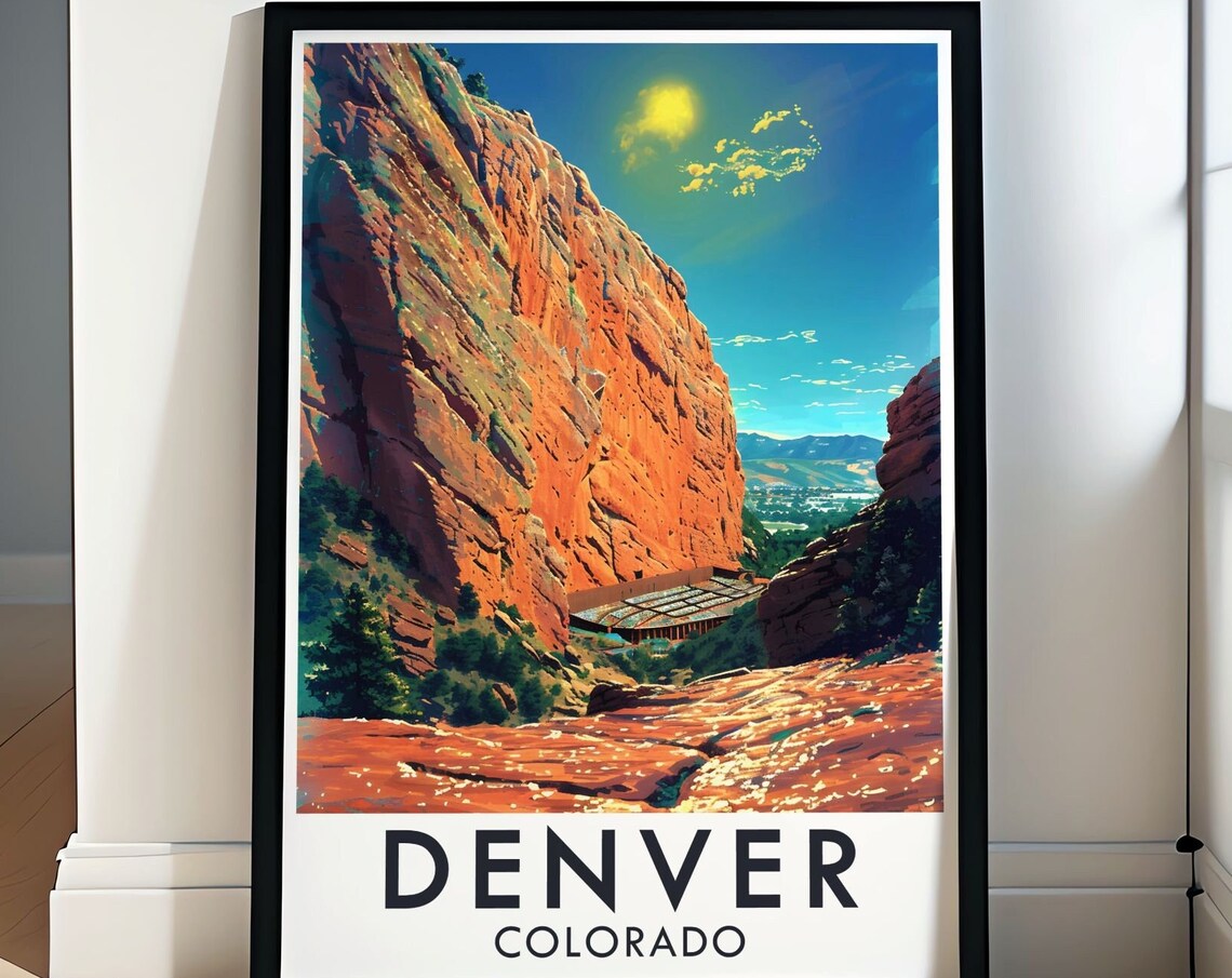 Red Rocks Amphitheatre Vintage Travel Poster