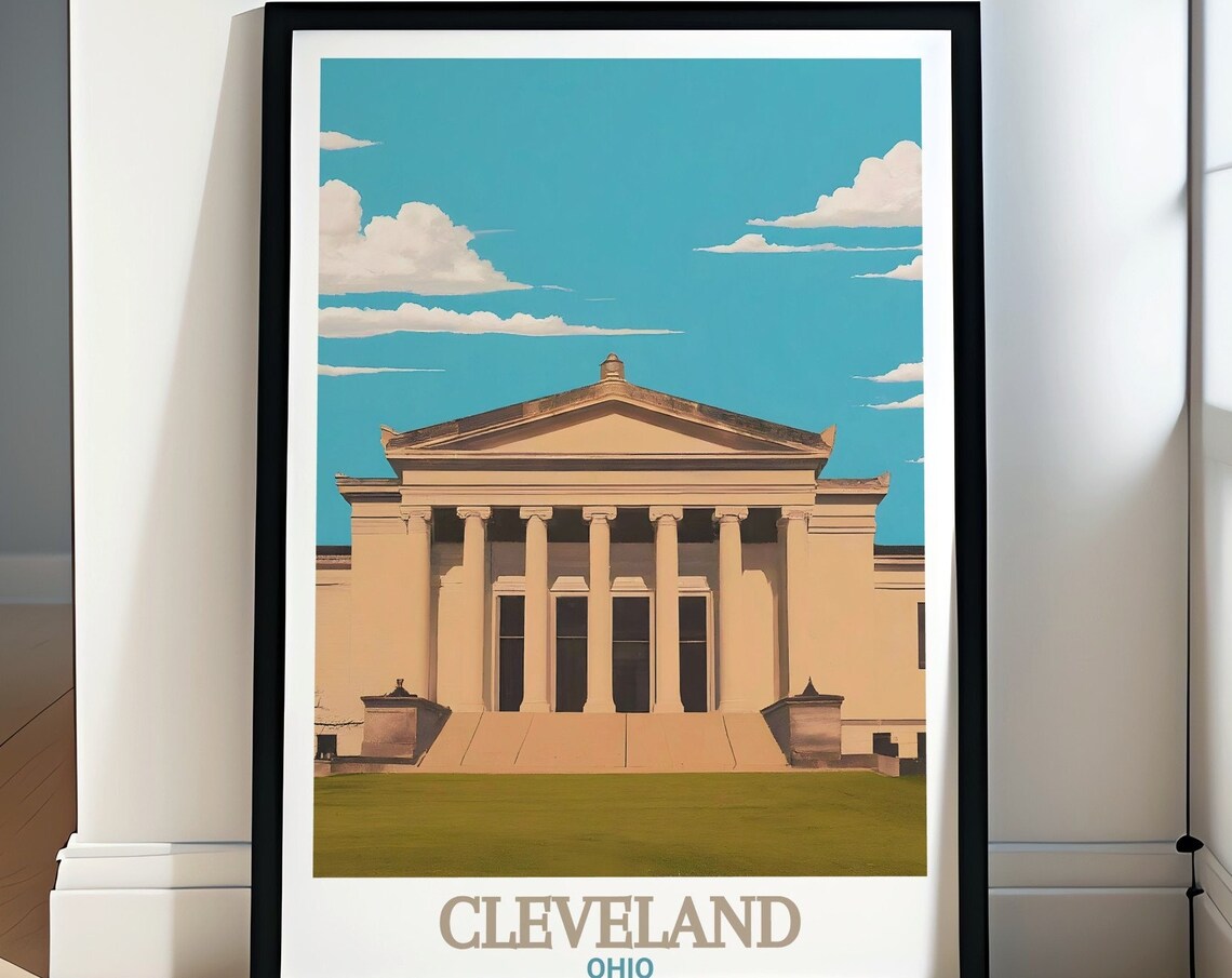 Ohio Cleveland Museum of Art Neoclassical Facade Travel Poster