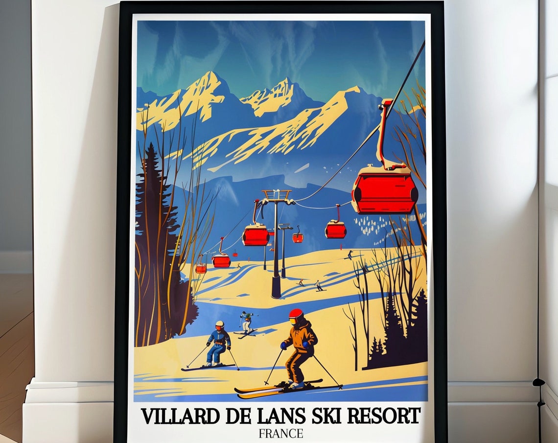 Villard de Lans Ski Resort France Vintage Gondola Mountains Poster