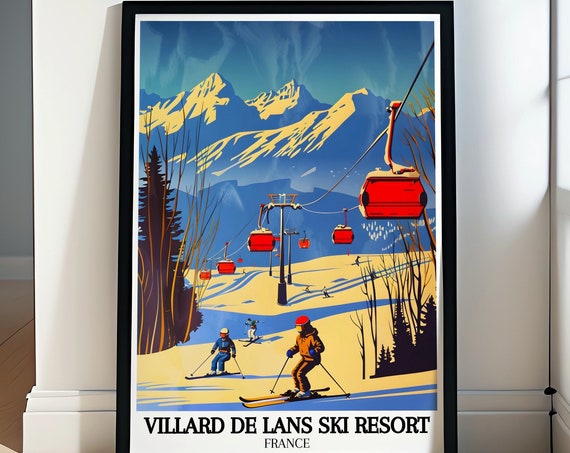 Villard De Lans Ski Resort Print Vercors Mountains Posters Villard De Lans Correnon Ski Area Print French Alps Decor