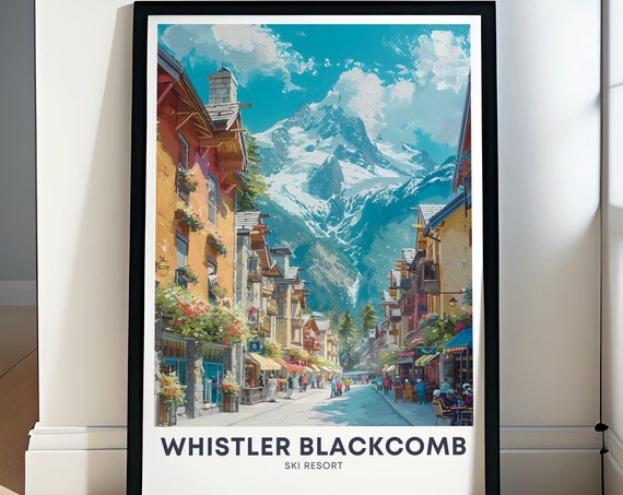 Whistler Ski Resort Posters Whistler Village Art Ski Posters Personalized Gifts Ski Prints And Wall Art