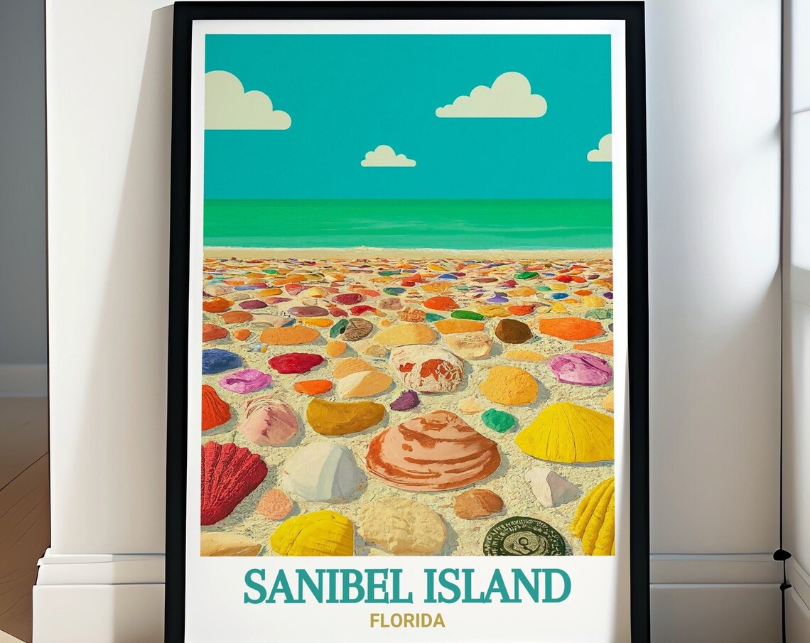 Sanibel Island Blind Pass Beach Colorful Seashells Florida Poster