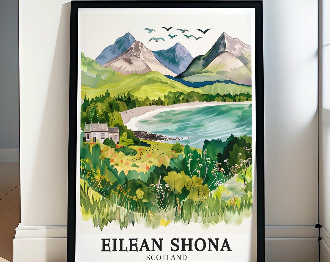 Eilean Shona Scotland House Rum Cuillin Mountains Bay Art Poster