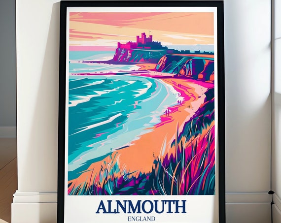 Alnmouth Travel Printss Bamburgh Castle Travel Posters Northumberland Scenic Art Collection Alnmouth Beach Scenic Prints