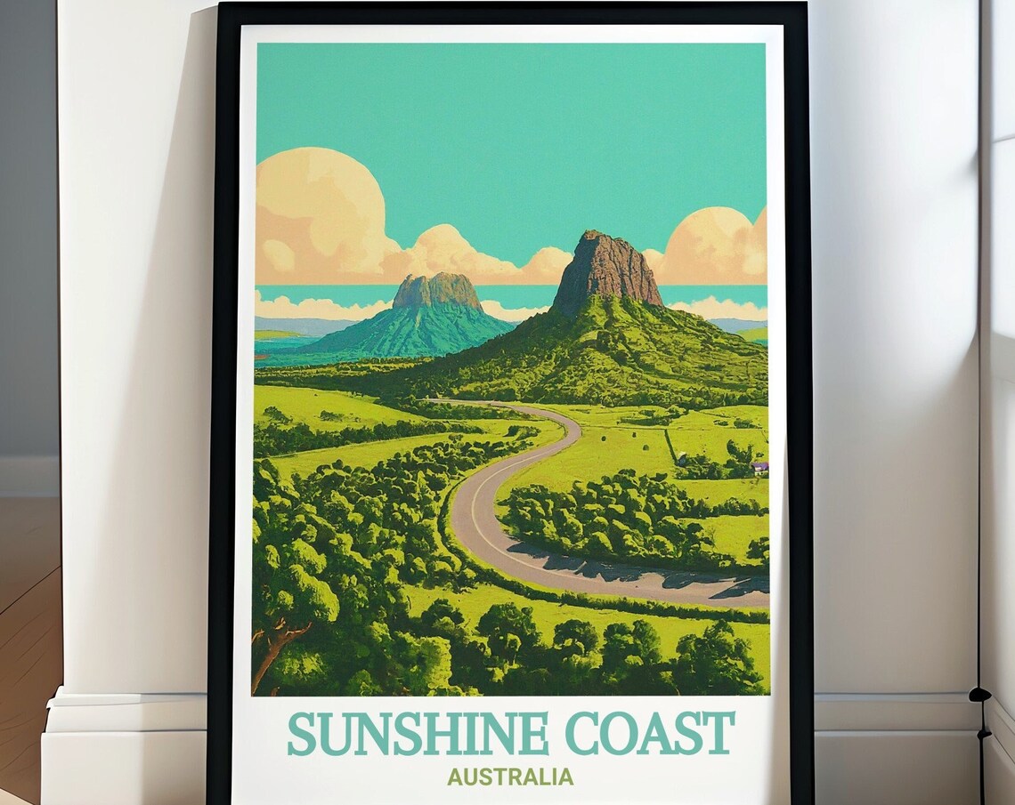 Sunshine Coast Australia Glass House Mountains Scenic Poster