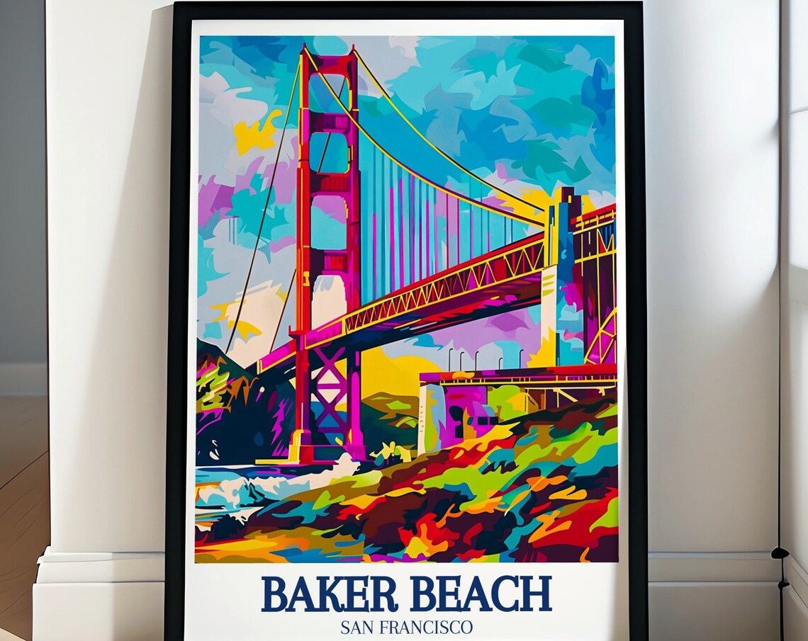 Baker Beach Golden Gate Bridge Poster San Francisco Pop Art Colors
