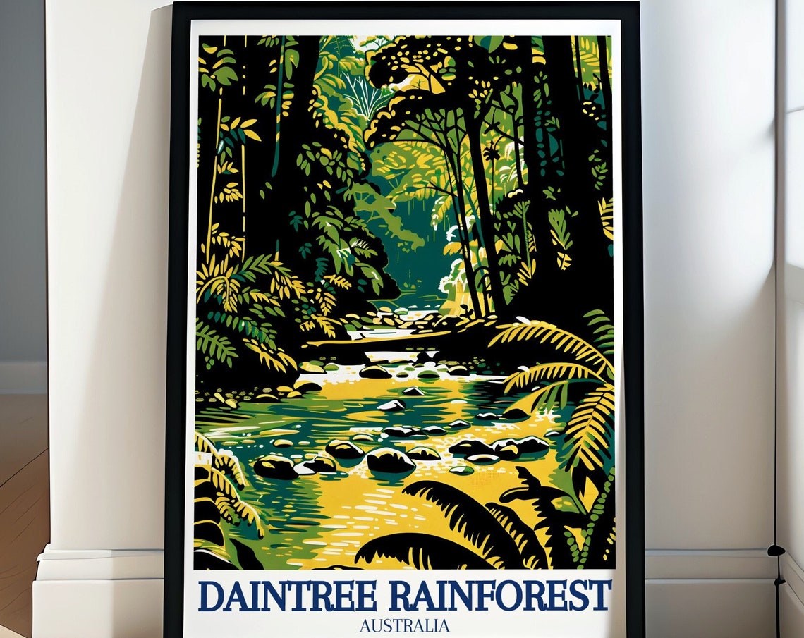 Daintree Rainforest Australia Jungle Creek Watercolor View Poster
