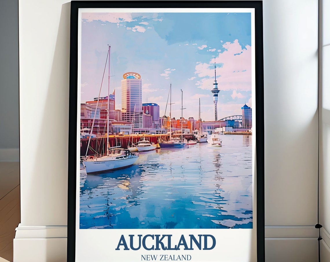 Auckland Art Print Viaduct Harbour Decor New Zealand Wall Art Auckland Gift Auckland Harbour Bridge Poster New Zealand Art Print