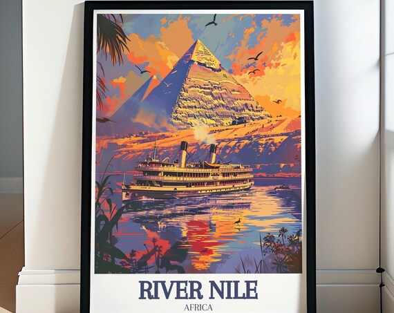 Nile River Wall Art Pyramids Travel Posters Egypt Art Prints River Nile Decor River Nile Art Pyramids Decor Nile River Poster