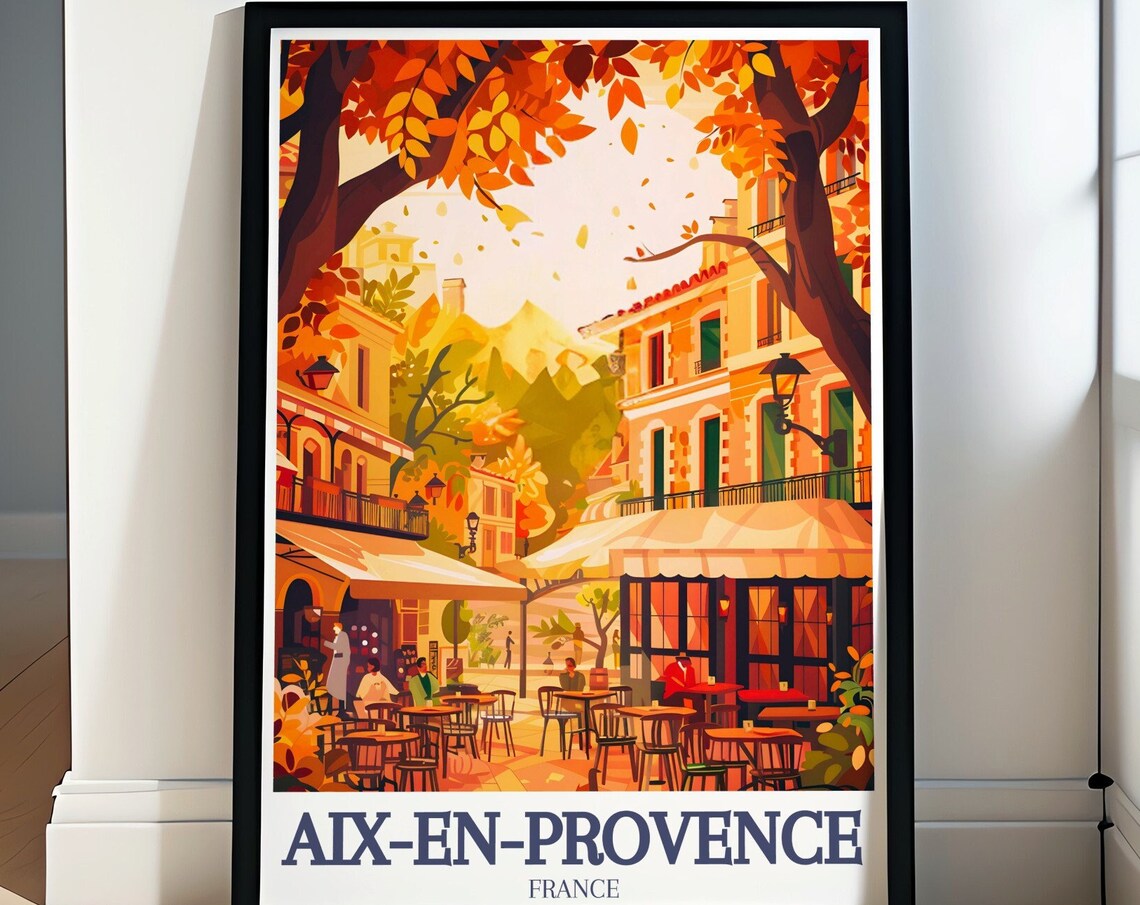 Aix-En-Provence Autumn Cafe Terrace Plane Trees France Poster