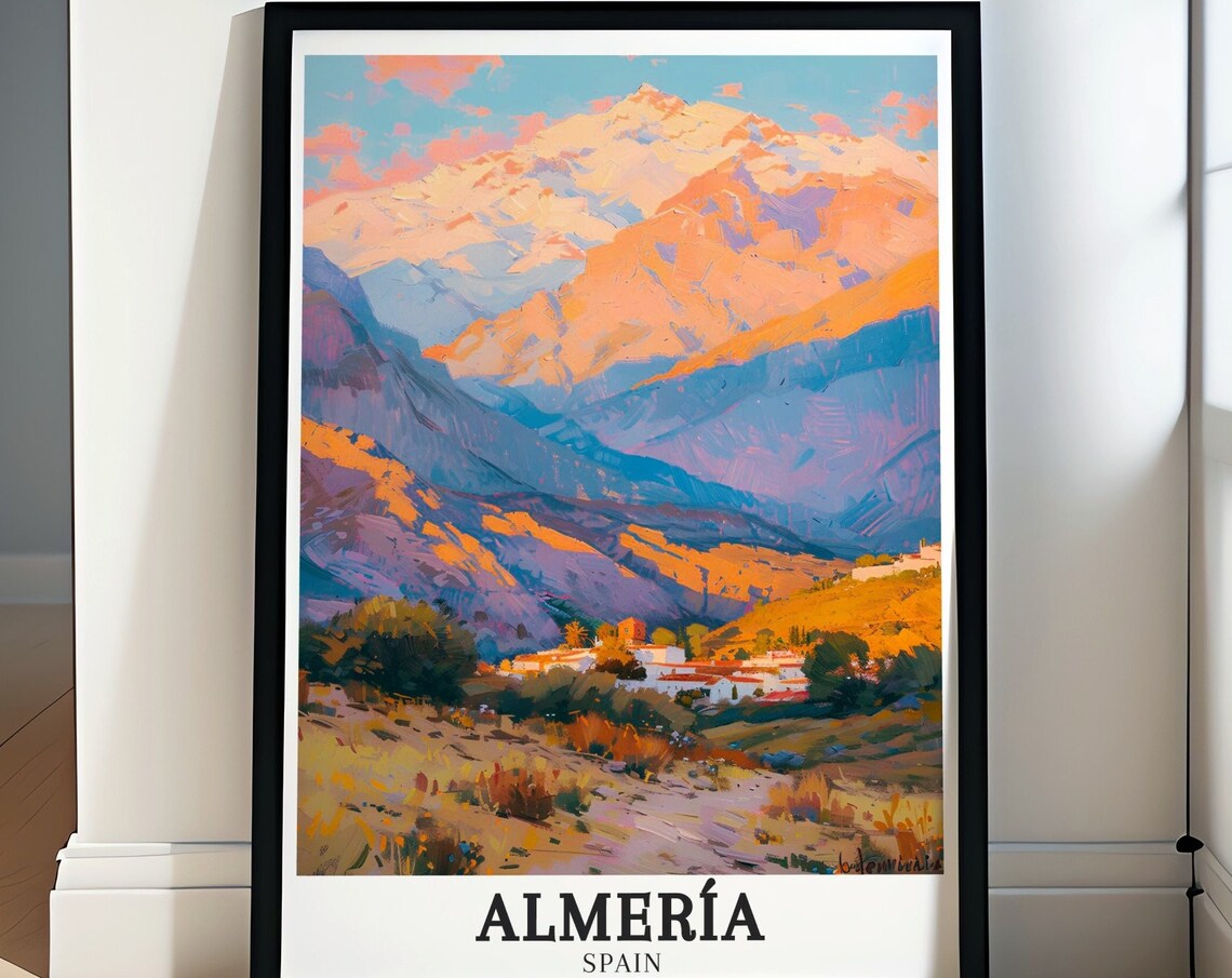 Almeria Tabernas Desert and Sierra Nevada Peaks View Art Poster