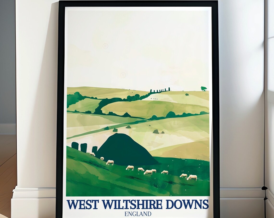 West Wiltshire Downs England Sheep Pasture Rolling Green Hills Poster