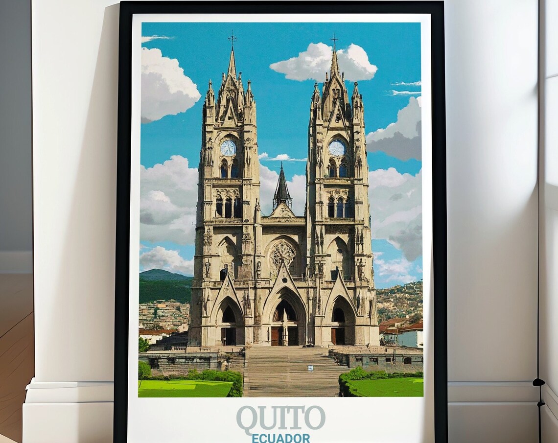 Quito Basilica Del Voto Nacional Gothic Twin Towers Ecuador Poster