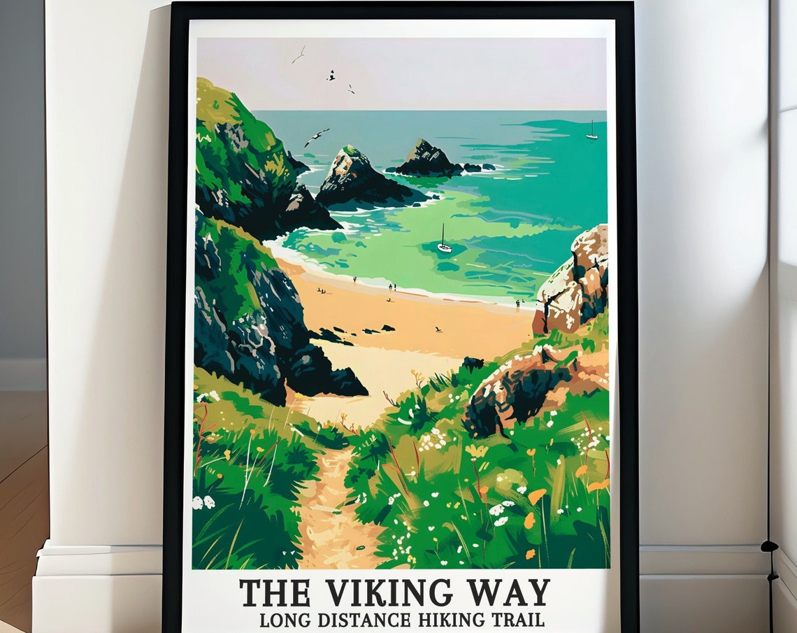 The Viking Way Long Distance Hiking Trail Coastal Beach Poster