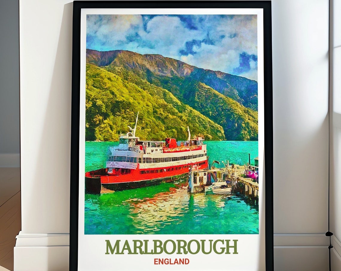 Marlborough Posters Scenic Picton Art Coastal Travel Wall Art Picton Travel Posters Scenic Picton Art Marlborough Coastal Views
