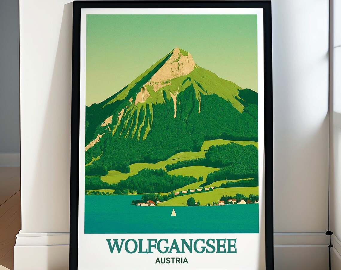 Wolfgangsee Austria Schafberg Mountain Lake Vintage Travel Poster