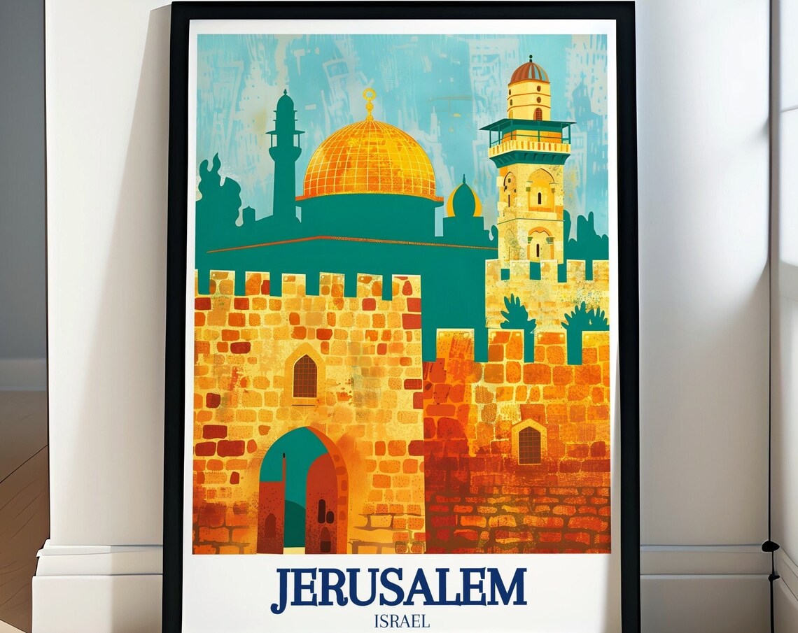 Jerusalem Old City Golden Walls Dome of the Rock Israel Poster