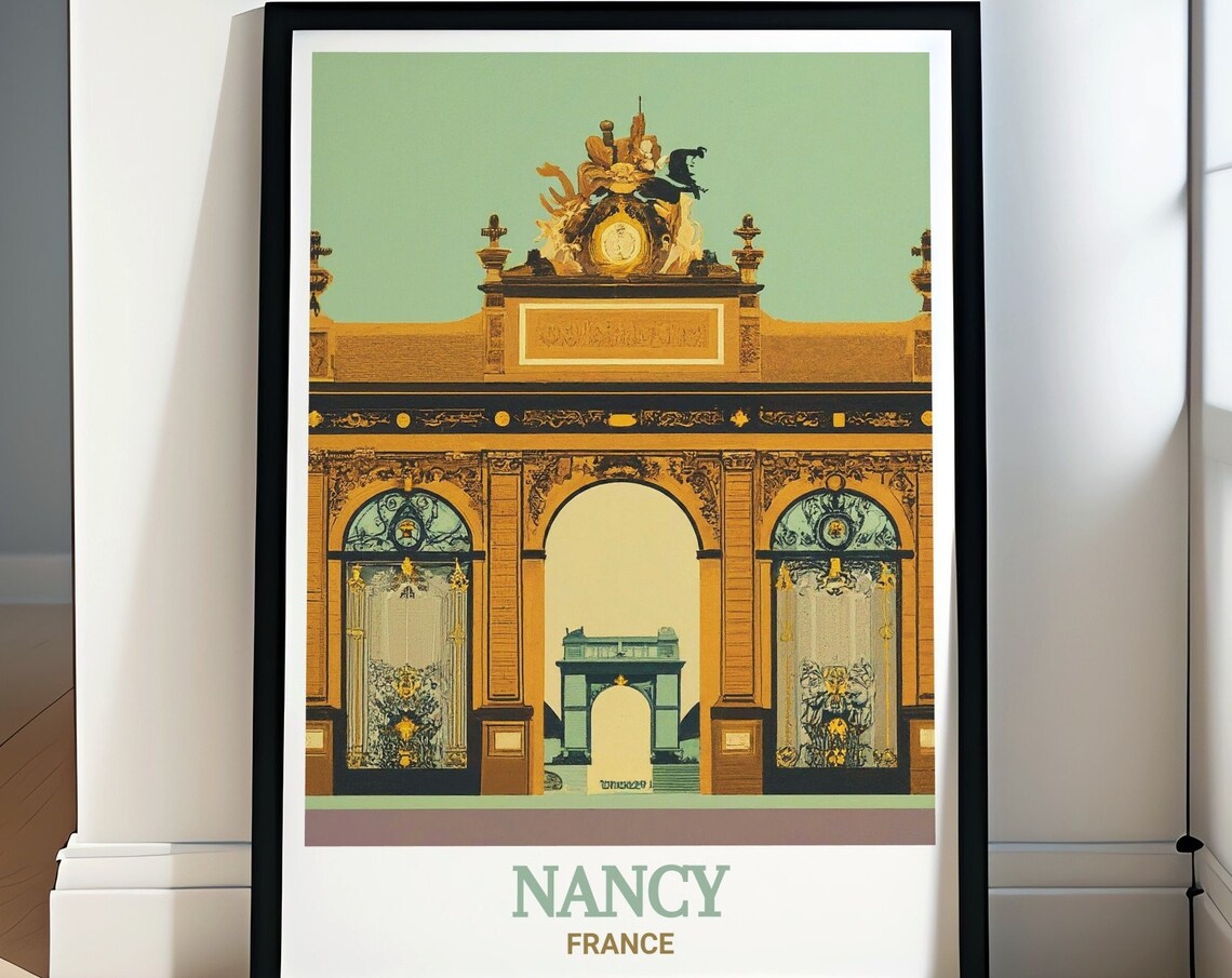 Nancy France Place Stanislas Arch Golden Gate Vintage Travel Poster