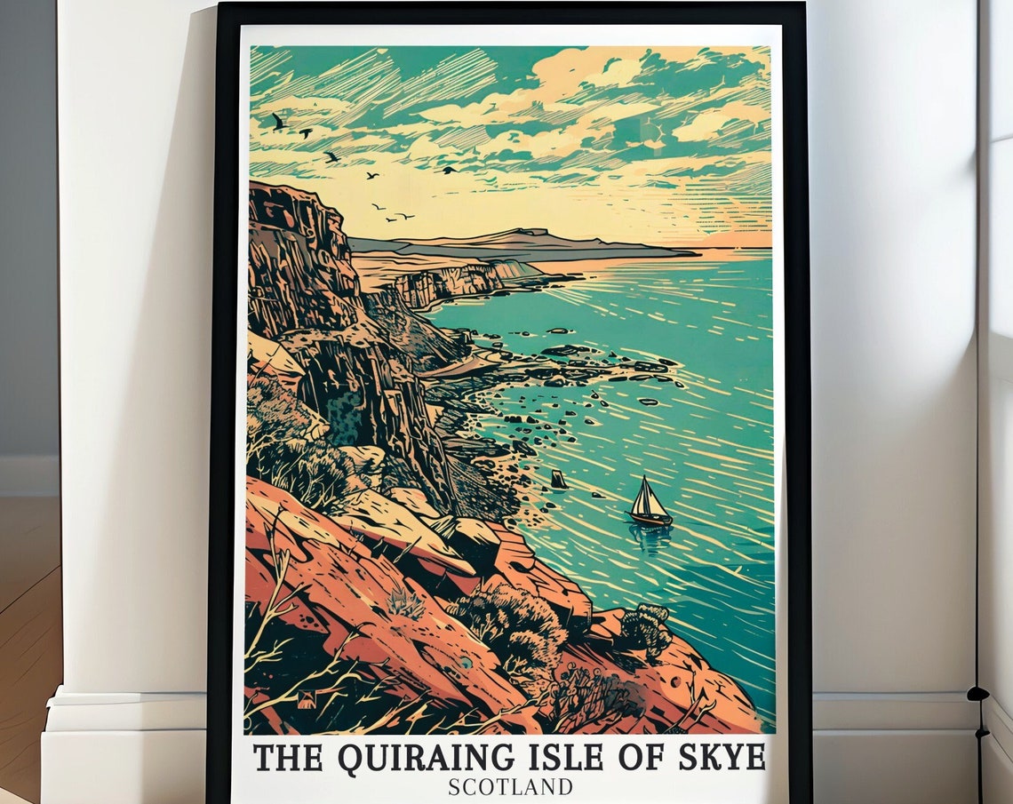 The Quiraing Isle Of Skye Travel Poster Staffin Bay Trotternish Ridge Art The Quiraing Isle Of Skye Travel Print