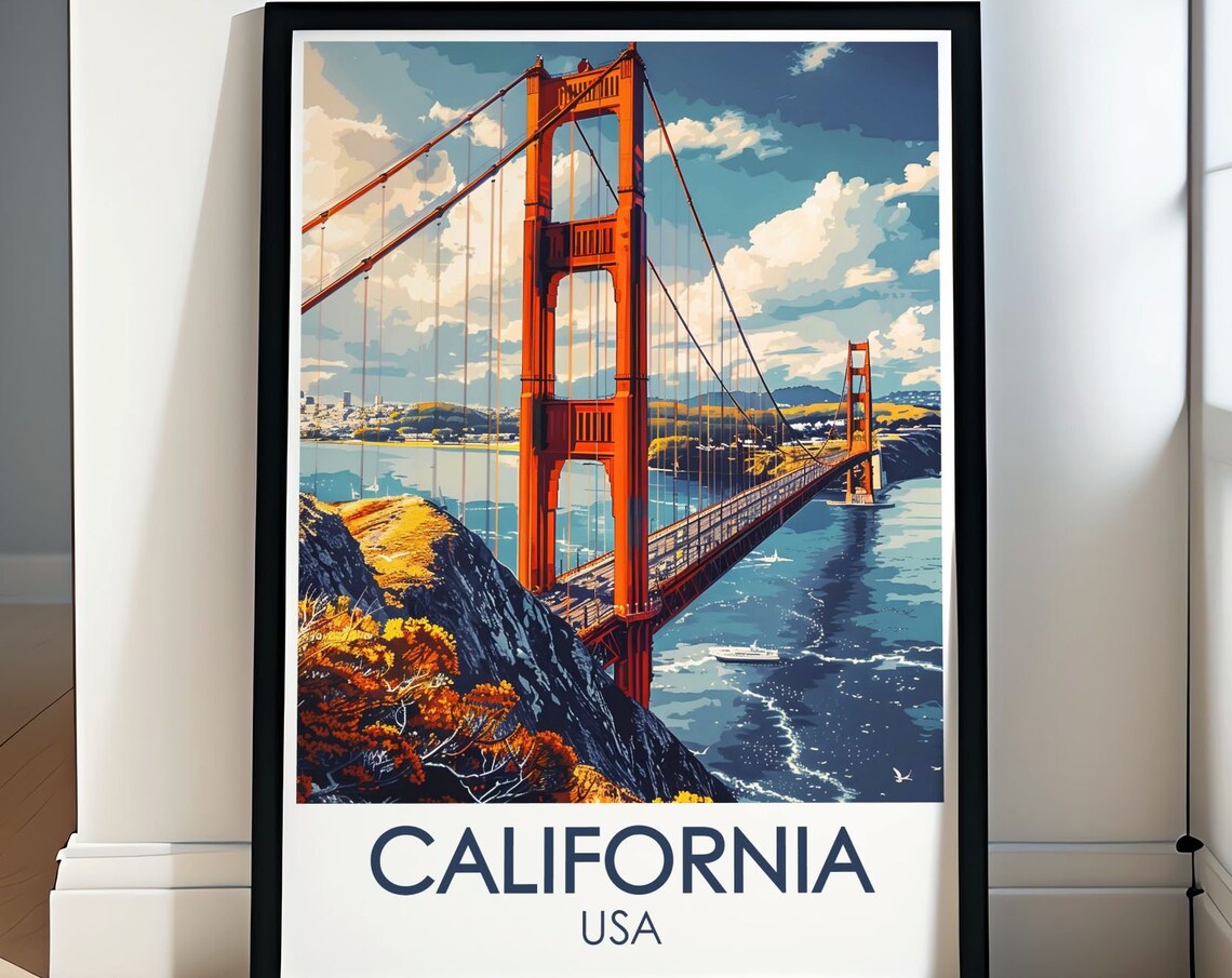 San Francisco Golden Gate Bridge California Travel Icon Poster