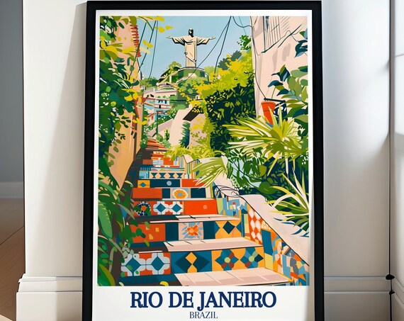 Rio De Janeiro Brazil Selaron Steps Mosaic Christ Redeemer Poster