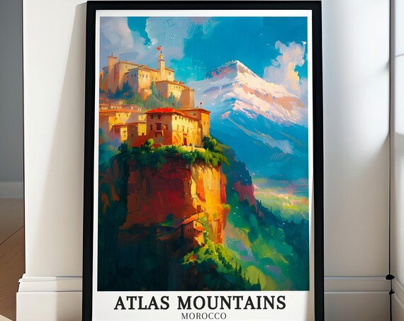 Atlas Mountains Art Mount Toubkal Imlil Valley Poster Atlas Mountains Artwork Morocco Travel Print