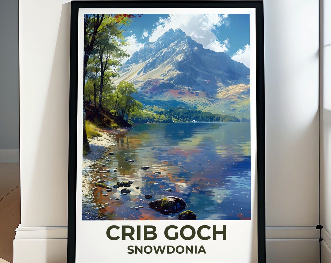 Crib Goch Snowdonia Wales Mountain Lake Reflection View Poster