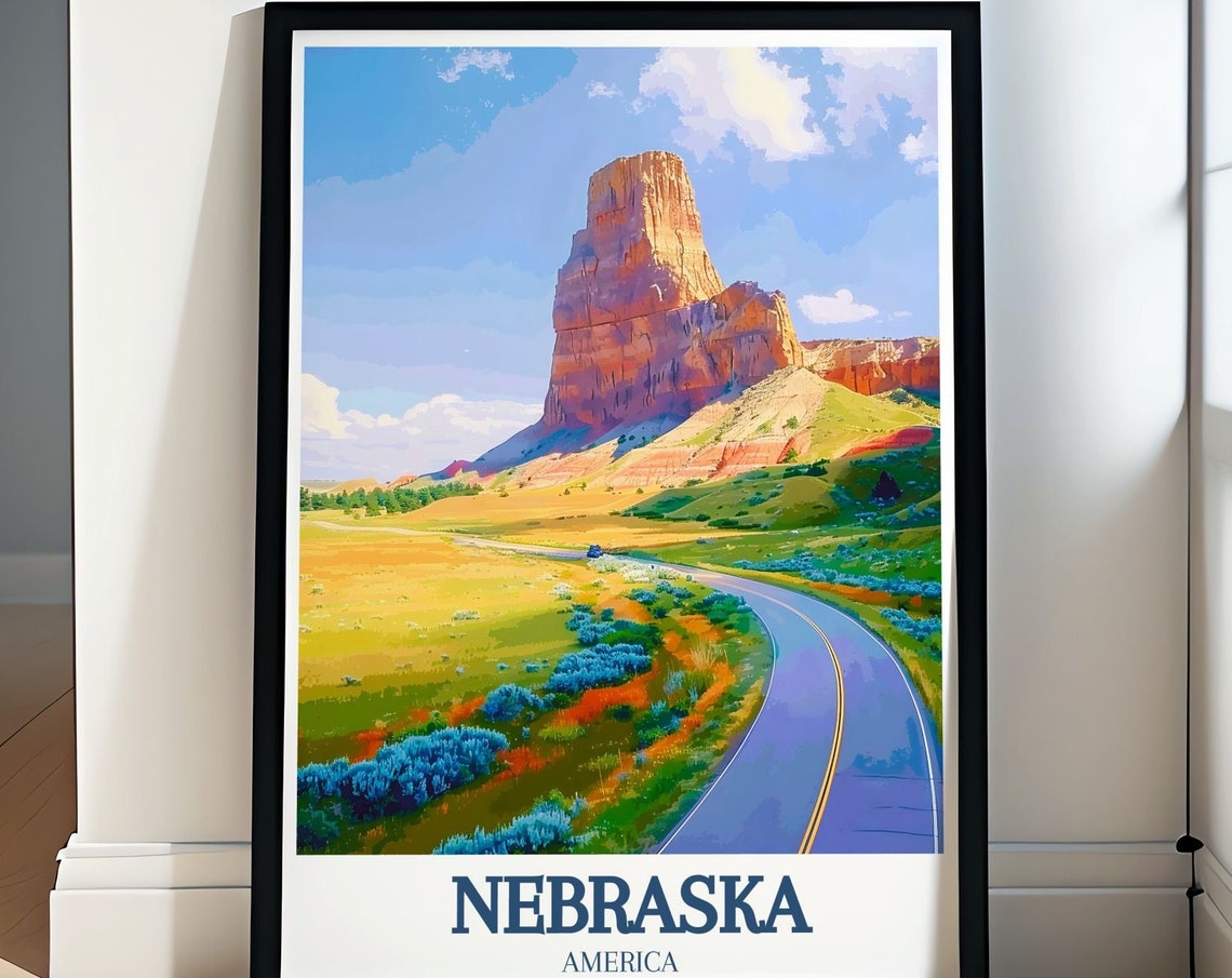 Scotts Bluff National Monument and Prairie Road Nebraska Poster