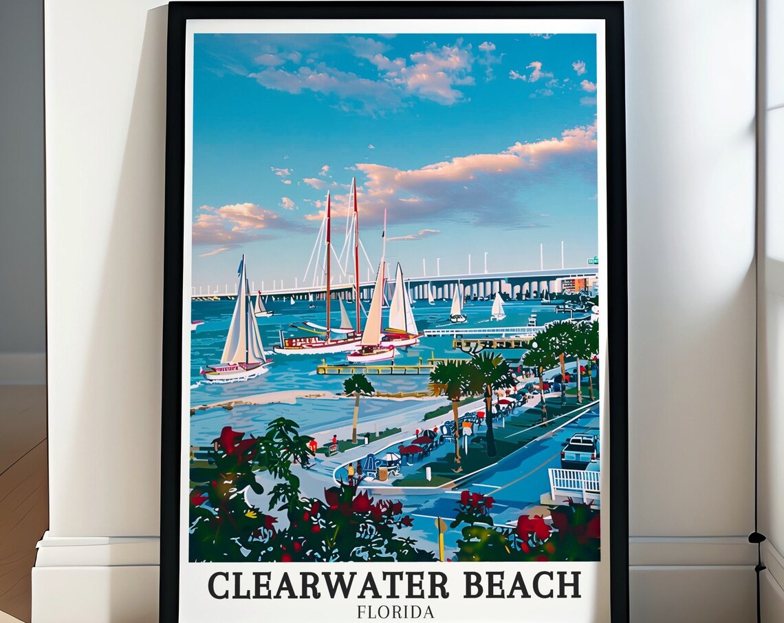 Clearwater Beach Memorial Causeway Sailboats Waterfront Florida Poster