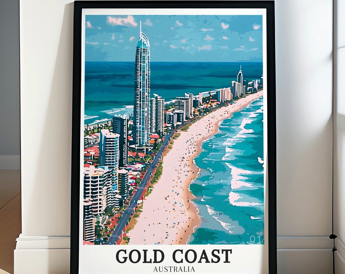 Gold Coast Australia Surfers Paradise Beachfront Skyline Poster