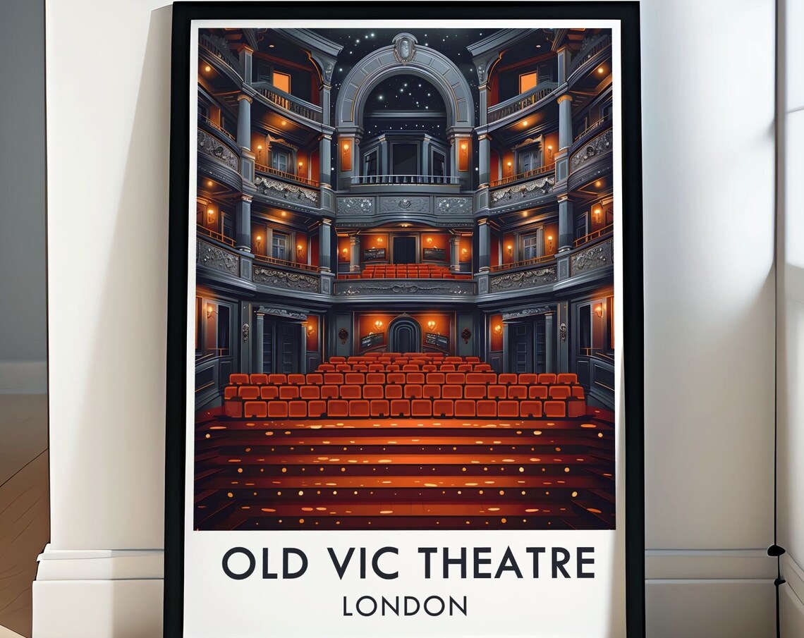 Old Vic Theatre London Ornate Auditorium Interior At Night Poster