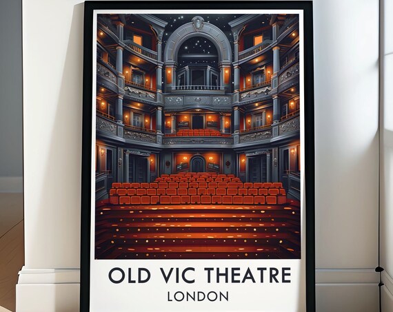 Old Vic Theatre London Ornate Auditorium Interior At Night Poster
