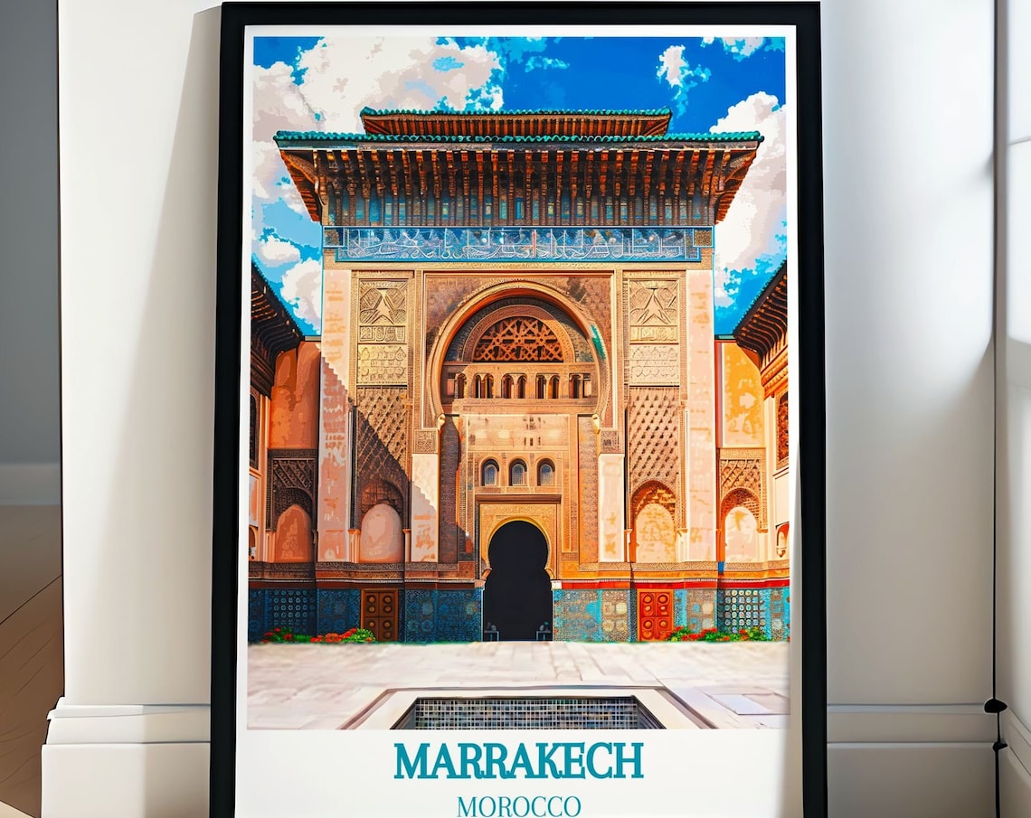 Marrakech Historic Moroccan Palace Architecture Travel Poster
