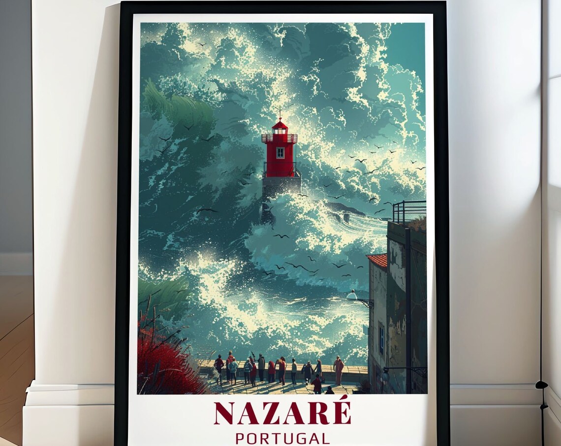 Nazare Praia Do Norte Travel Poster, Portugal