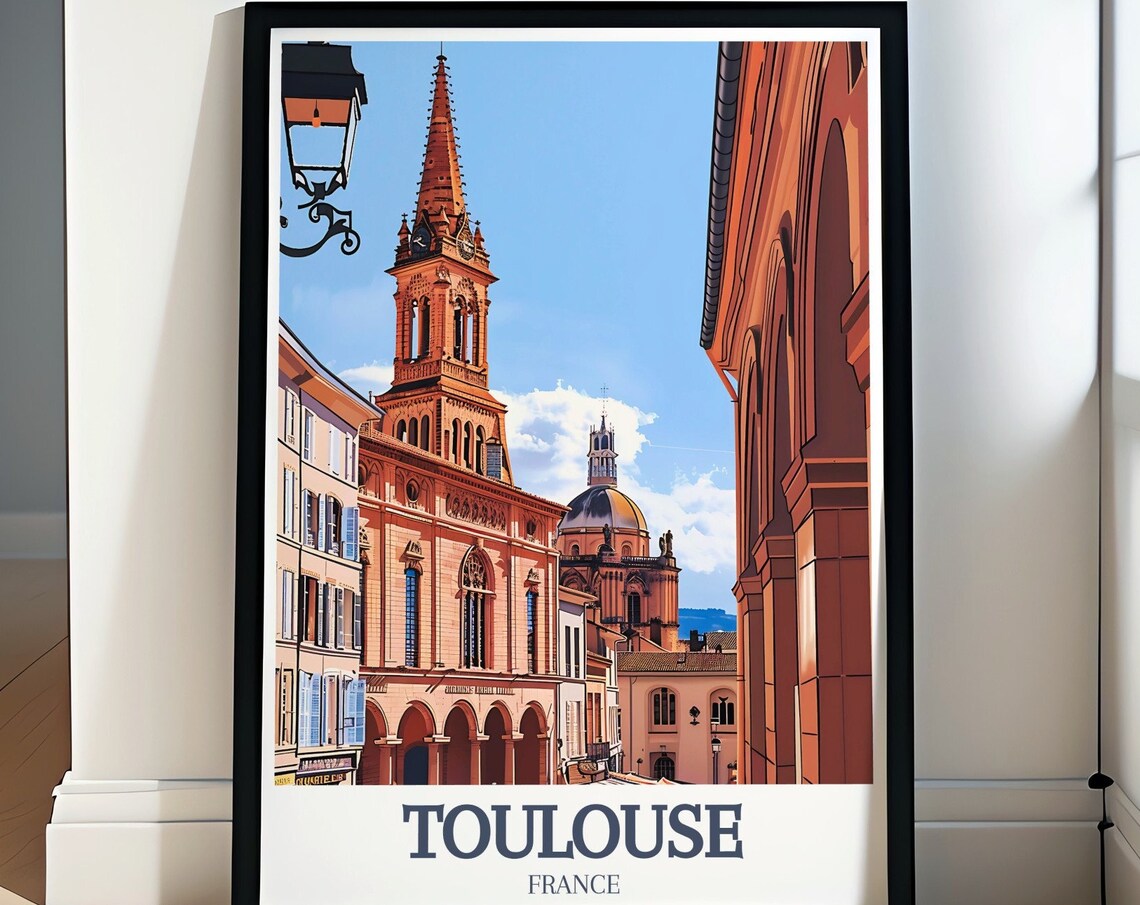 Toulouse Saint-Sernin Basilica Old Town France Travel Poster