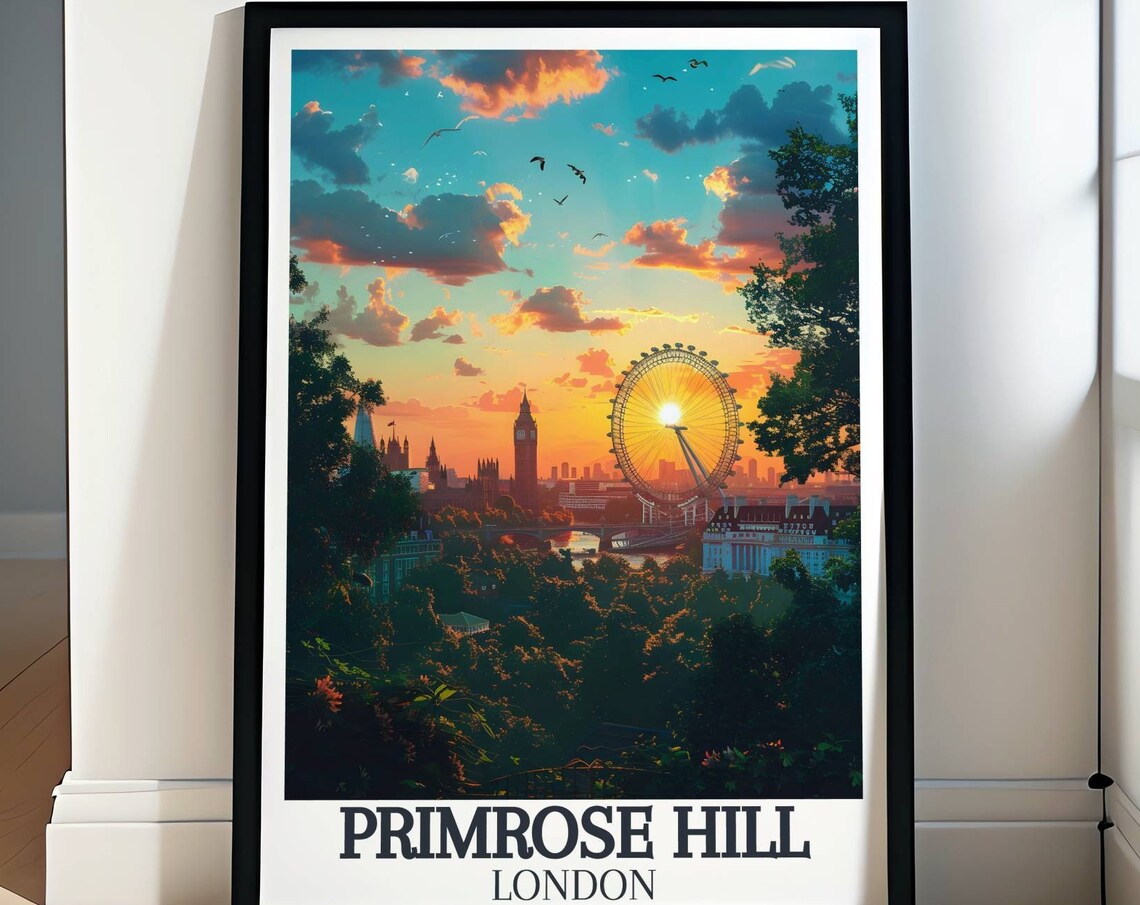 Primrose Hill London Sunset Skyline Over London Eye View Poster