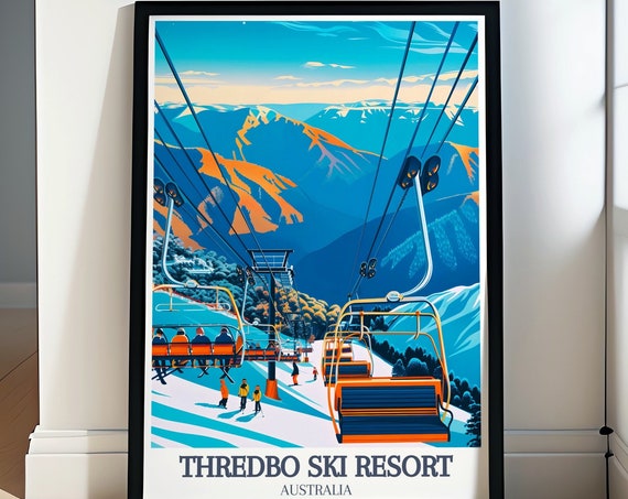 Thredbo Ski Resort Wall Art Thredbo Village Kosciuszko Express Chairlift Travel Poster Thredbo Australia