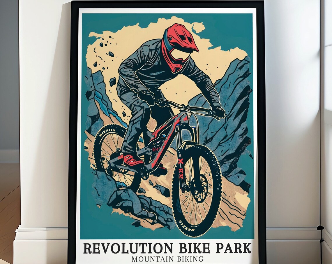 Revolution Bike Park Mountain Biking Rocky Descent Comic Poster