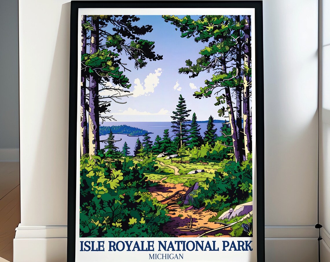 Isle Royale National Park Michigan Forest Trail Lake View Poster