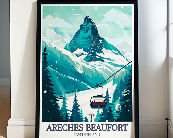 Areches Beaufort Travel Print Pierra Menta And Cuvy Chairlift Art Pierra Menta And Cuvy Chairlift Prints Areches Beaufort Wall Art