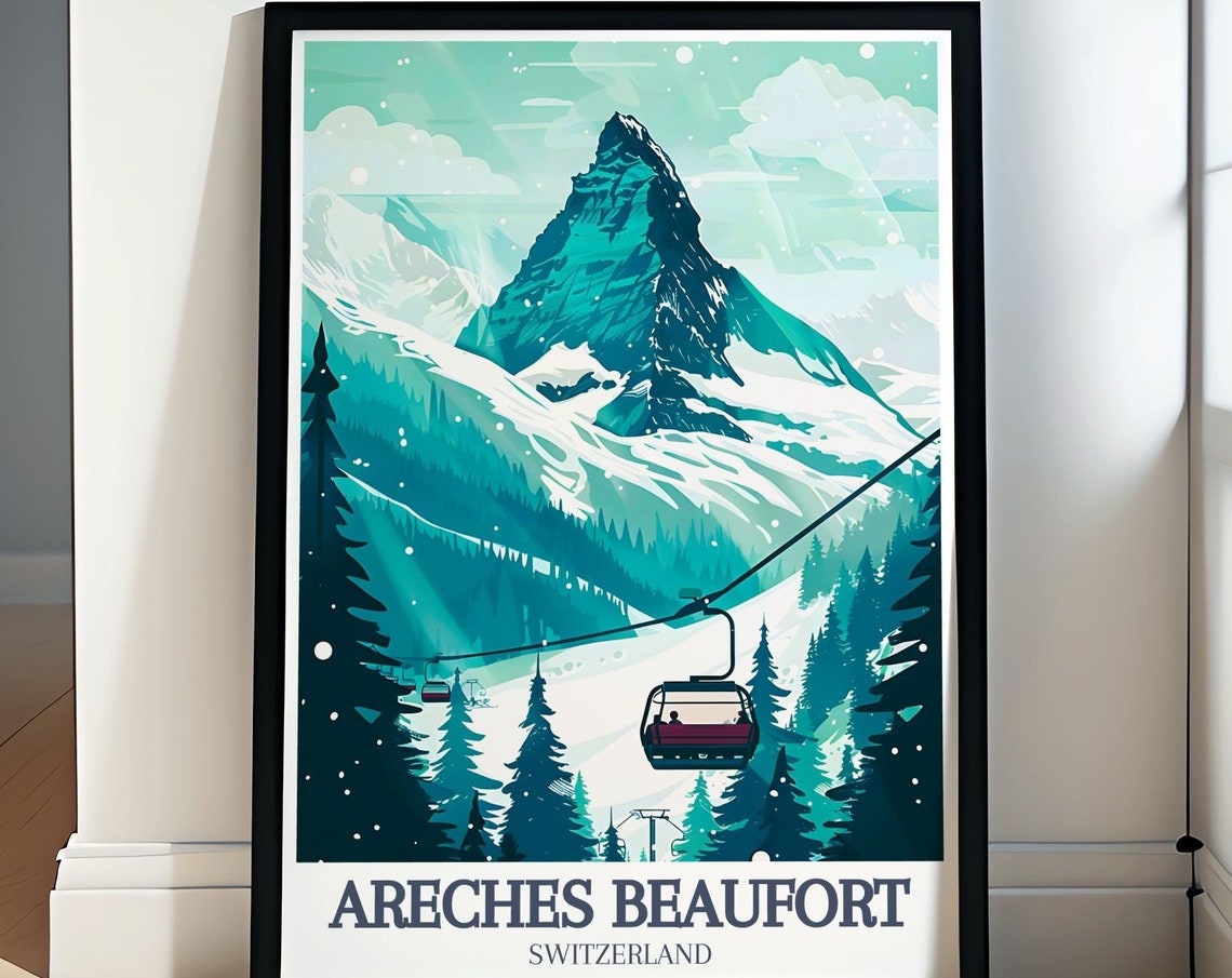 Areches Beaufort Travel Print Pierra Menta And Cuvy Chairlift Art Pierra Menta And Cuvy Chairlift Prints Areches Beaufort Wall Art