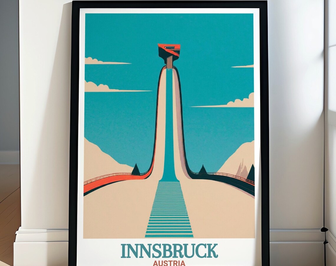 Innsbruck Austria Bergisel Ski Jump Minimalist Geometric Poster