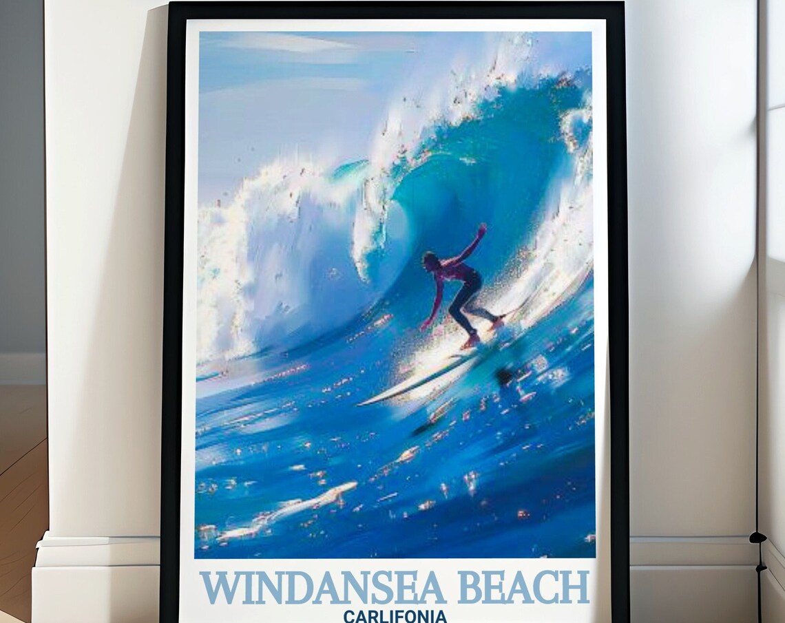 Windansea Beach Surfer Riding Turquoise Barrel Wave California Poster