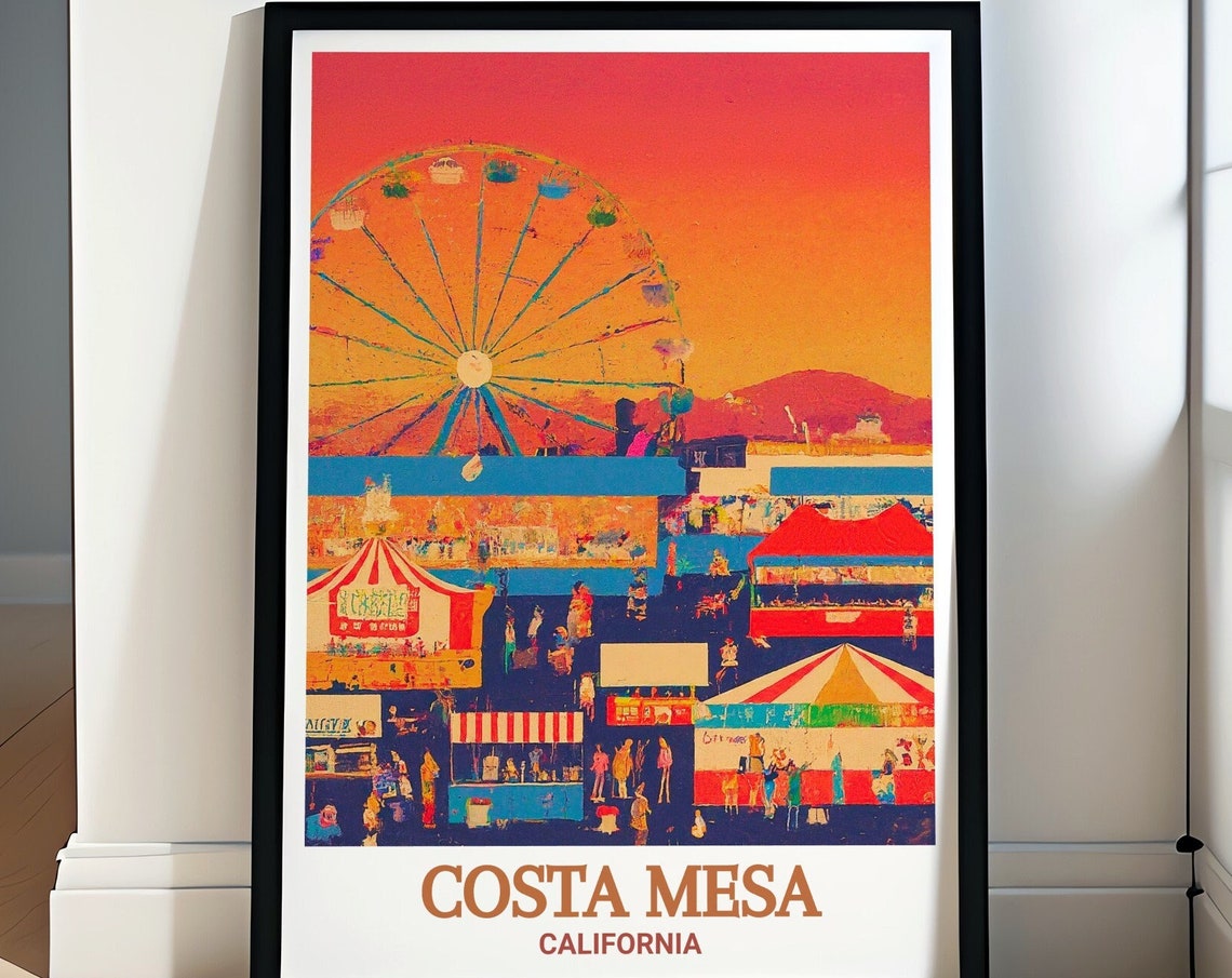 Costa Mesa California Fair Ferris Wheel Sunset Carnival Poster