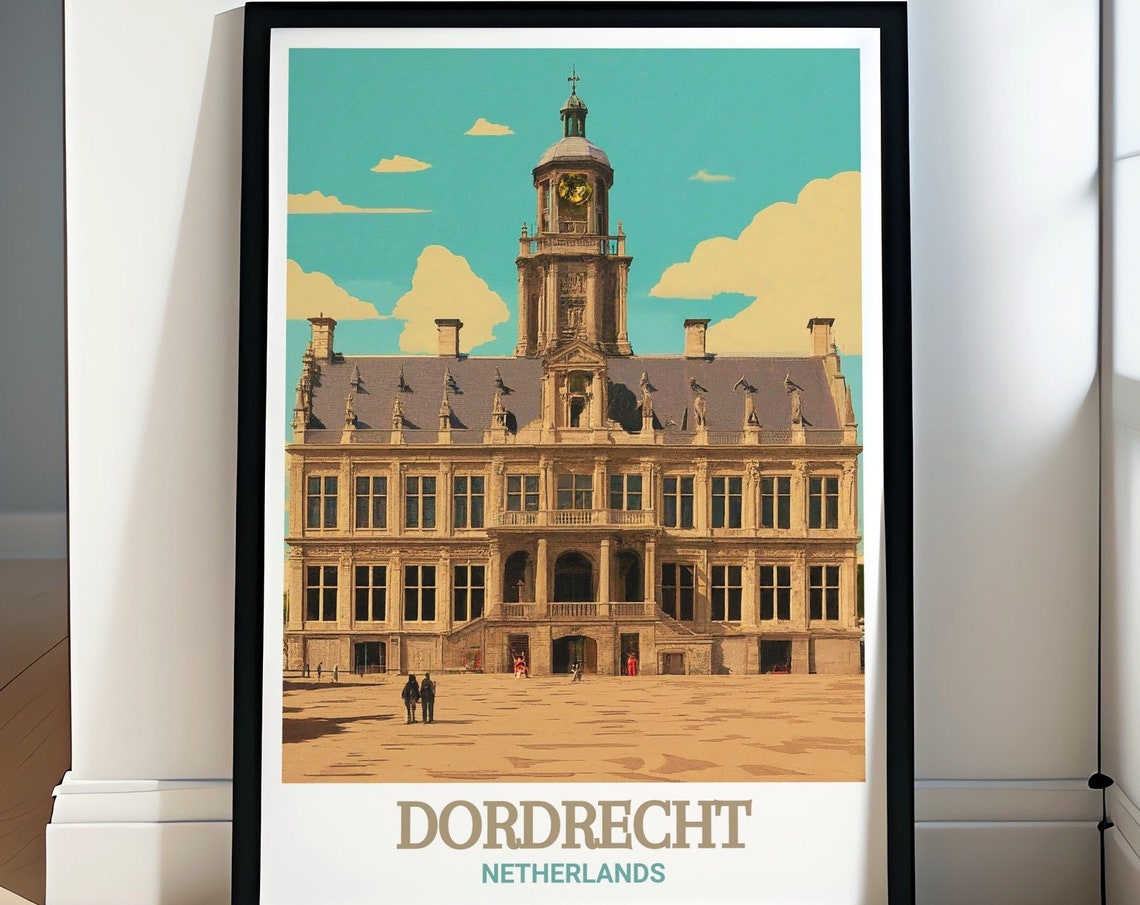Dordrecht Wall Art City Hall Wall Art City Hall Poster For Netherlands Travel Art Dordrecht Print City Hall Travel Print