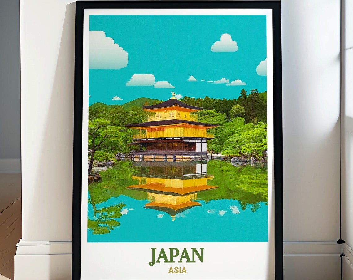Japan Poster Kyotos Kinkakuji Print Kyotos Kinkakuji Travel Poster Japan Decor Japan Wall Art Kyotos Kinkakuji Poster